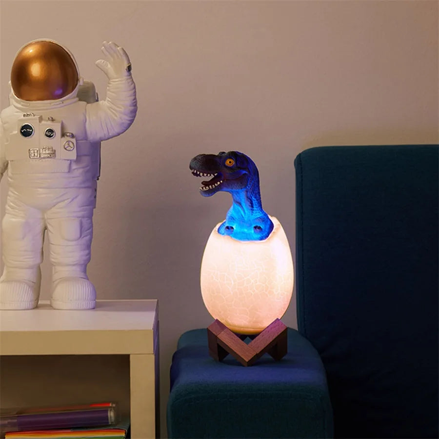3D printed dinosaur egg night light with LED, 16 colors, remote control, rechargeable bedside lamp with touch sensor and 4 modes by eprolo.