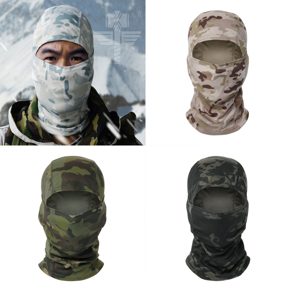 Eprolo outdoor camouflage headgear riding mask, tactical military-style sweat-wicking headwear for climbing and hiking activities