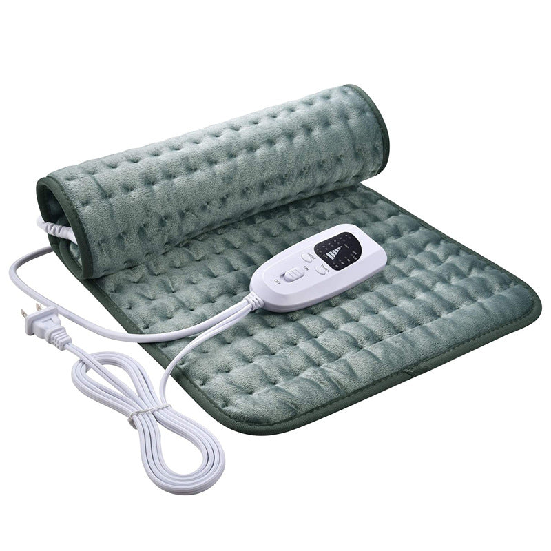 Eprolo heating pad and warm blanket draped over a single person for cozy, soothing comfort on a cold day.