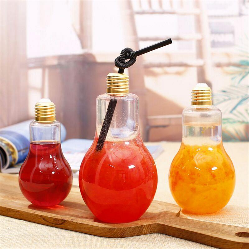Colorful eprolo light bulb-shaped fruit juice bottle, portable cute juicer milk water drinkware with vibrant design.