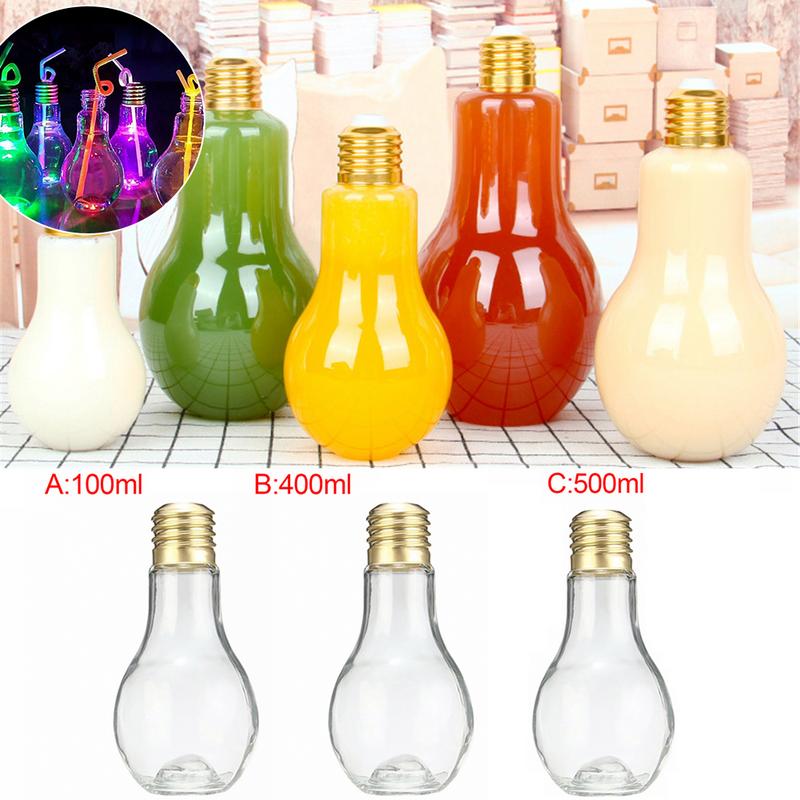 Colorful eprolo light bulb-shaped fruit juice bottles, portable cute juicer water bottles for milk and drinks.