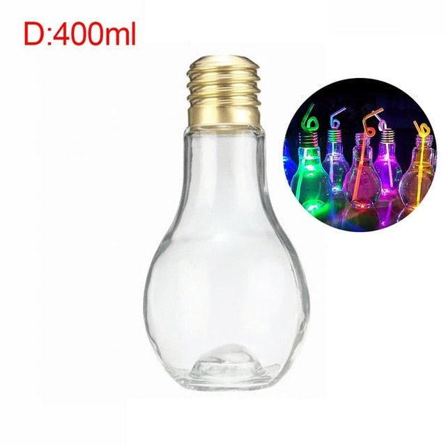 Colorful eprolo light bulb-shaped fruit juice bottles with built-in juicer, portable cute milk water drinkware for fresh beverages.
