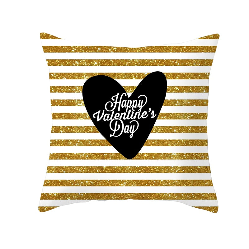 Black White Heart Cushion Cover Arrow I Love You Letters Happy Valentine Pillow Covers Gifts for Couples Valentine's Decoration - American Smart