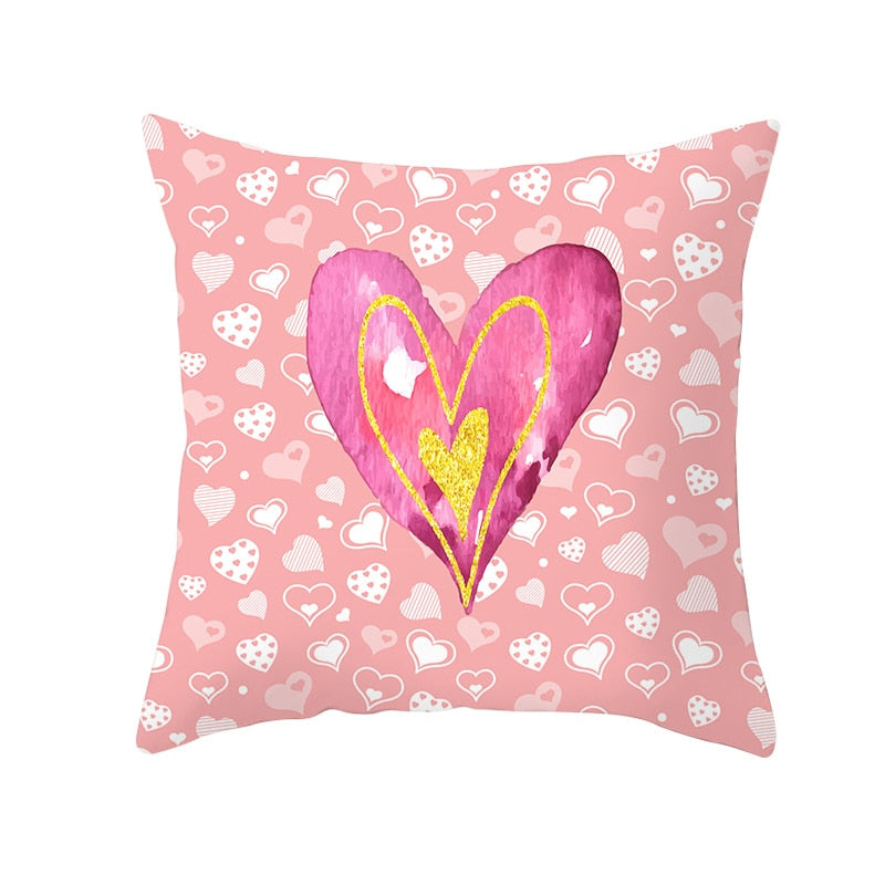 Black White Heart Cushion Cover Arrow I Love You Letters Happy Valentine Pillow Covers Gifts for Couples Valentine's Decoration - American Smart