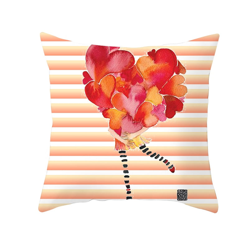 Black White Heart Cushion Cover Arrow I Love You Letters Happy Valentine Pillow Covers Gifts for Couples Valentine's Decoration - American Smart