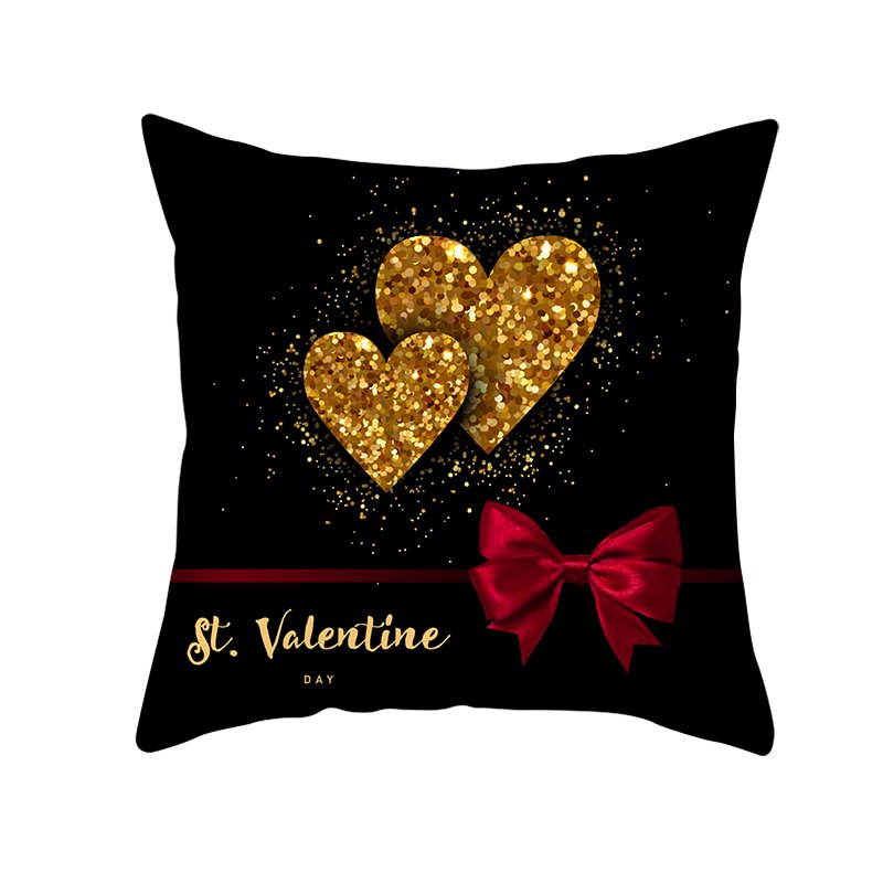 Black White Heart Cushion Cover Arrow I Love You Letters Happy Valentine Pillow Covers Gifts for Couples Valentine's Decoration - American Smart