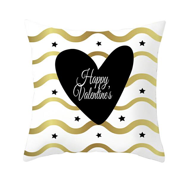 Black White Heart Cushion Cover Arrow I Love You Letters Happy Valentine Pillow Covers Gifts for Couples Valentine's Decoration - American Smart