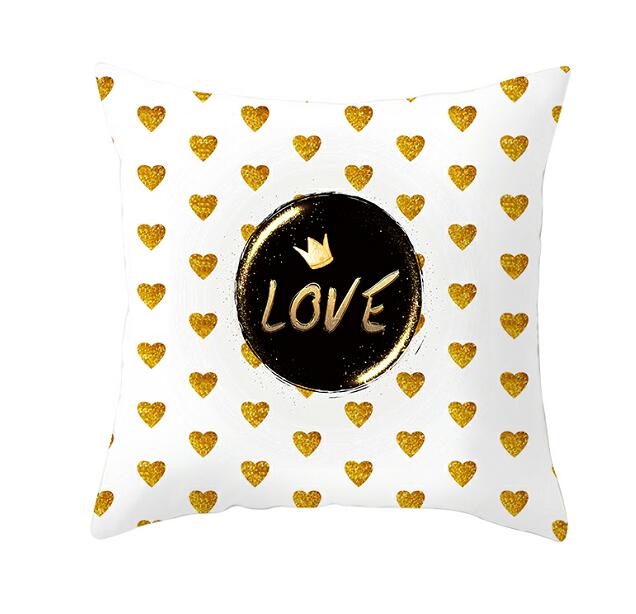 Black White Heart Cushion Cover Arrow I Love You Letters Happy Valentine Pillow Covers Gifts for Couples Valentine's Decoration - American Smart