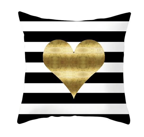 Black White Heart Cushion Cover Arrow I Love You Letters Happy Valentine Pillow Covers Gifts for Couples Valentine's Decoration - American Smart