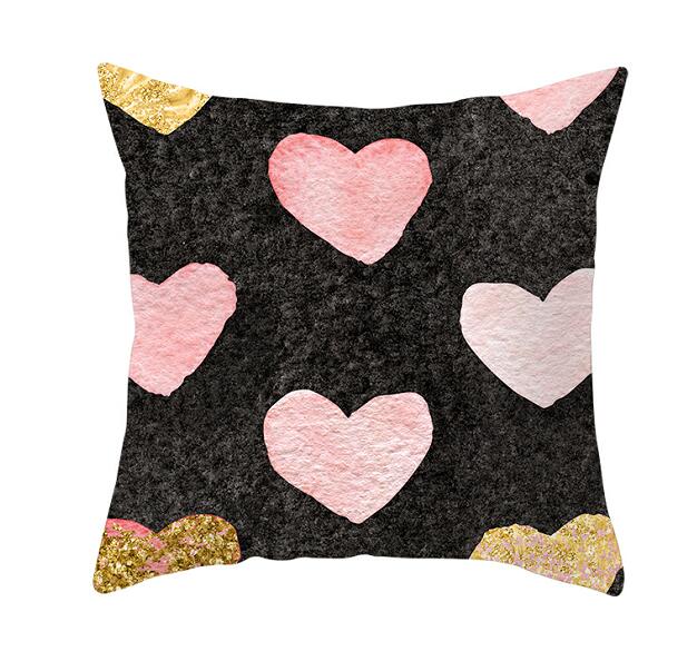 Black White Heart Cushion Cover Arrow I Love You Letters Happy Valentine Pillow Covers Gifts for Couples Valentine's Decoration - American Smart