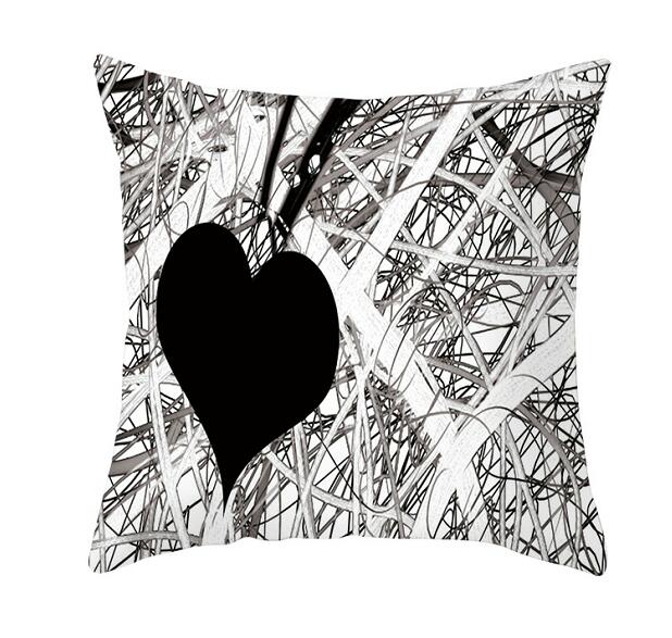 Black White Heart Cushion Cover Arrow I Love You Letters Happy Valentine Pillow Covers Gifts for Couples Valentine's Decoration - American Smart