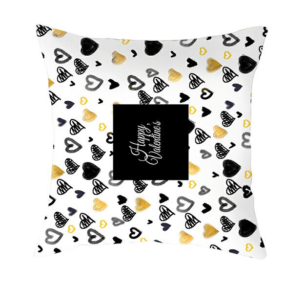 Black White Heart Cushion Cover Arrow I Love You Letters Happy Valentine Pillow Covers Gifts for Couples Valentine's Decoration - American Smart