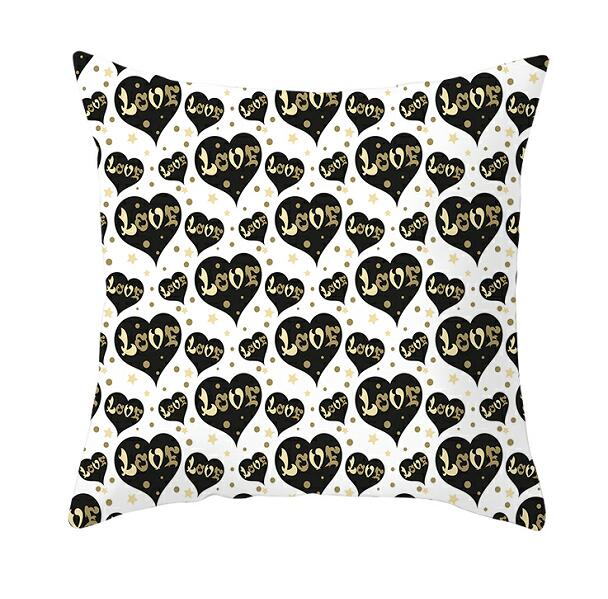 Black White Heart Cushion Cover Arrow I Love You Letters Happy Valentine Pillow Covers Gifts for Couples Valentine's Decoration - American Smart