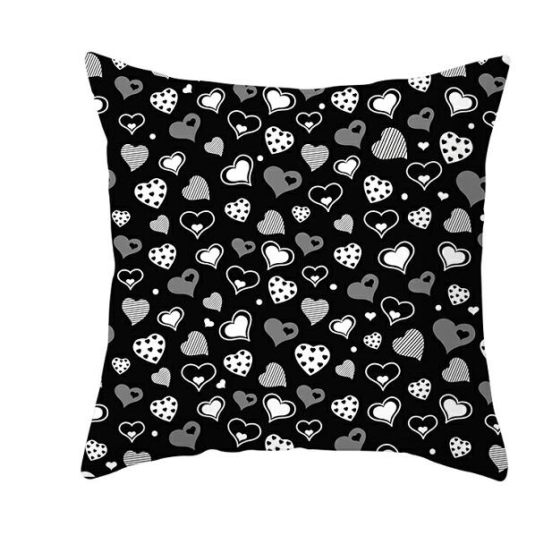 Black White Heart Cushion Cover Arrow I Love You Letters Happy Valentine Pillow Covers Gifts for Couples Valentine's Decoration - American Smart