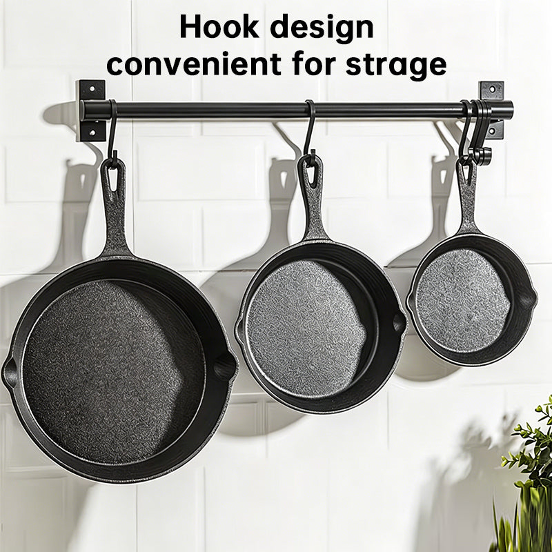 Set of four eprolo cast iron skillet pans with non-stick surfaces, suitable for induction cooking and making eggs or crepes.