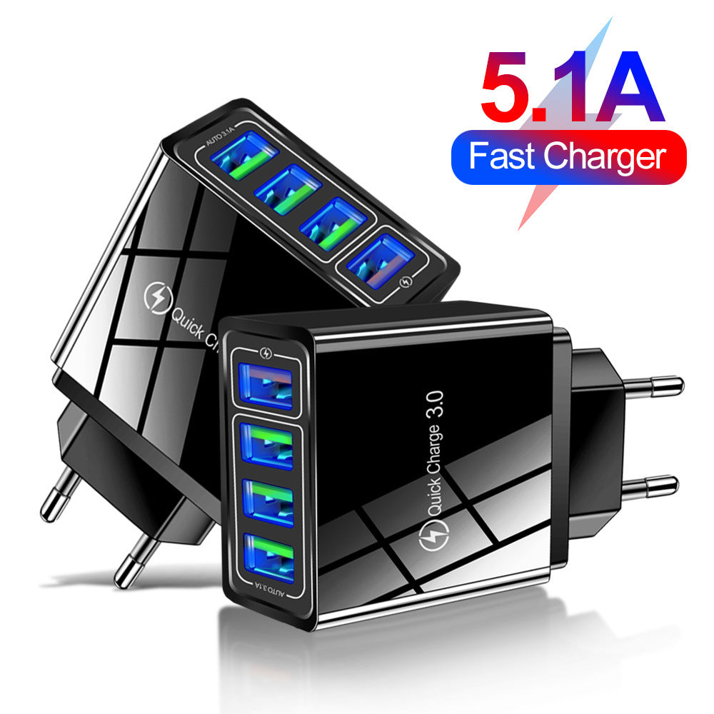 eprolo 4 USB mobile phone charger with multiple ports, compact charging head for smartphones and devices