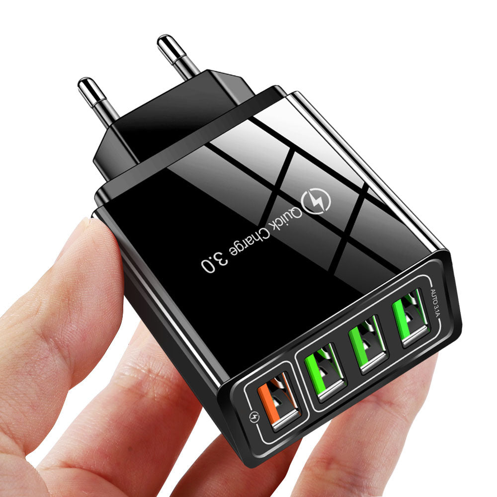 eprolo 4-port USB mobile phone charger with multiple charging heads and compact design, ideal for fast device charging.
