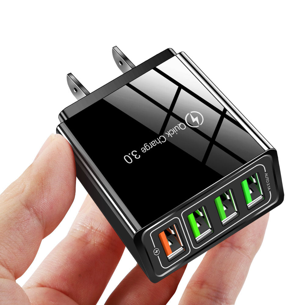 eprolo 4 USB mobile phone charger with multiple ports, compact charging head for smartphones and devices