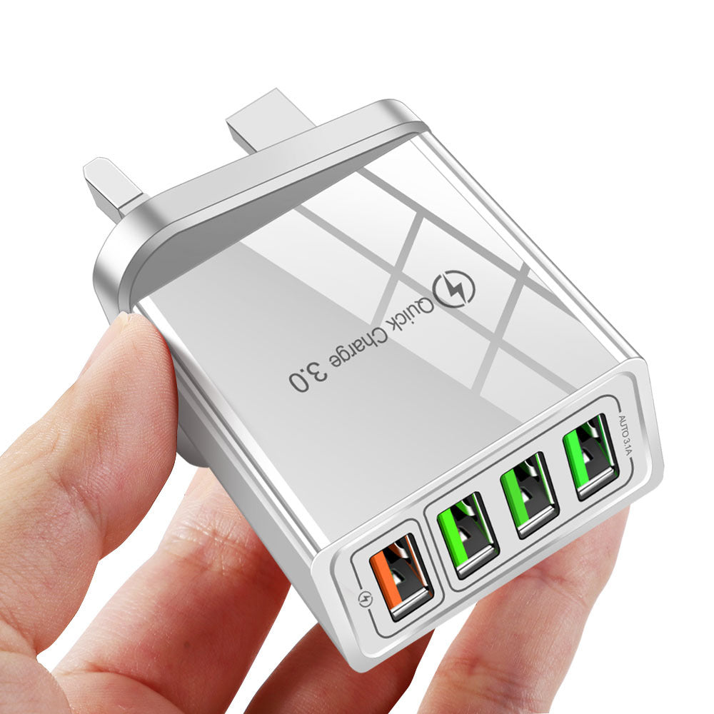 eprolo 4 USB mobile phone charger with multiple ports, compact USB charging head for versatile device charging