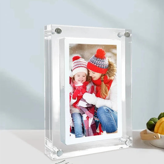 Acrylic Digital Photo Frame 5/7 Inch 1000mAh Vertical Display IPS Screen 2G Memory Battery Porta Retrato Digital - American Smart