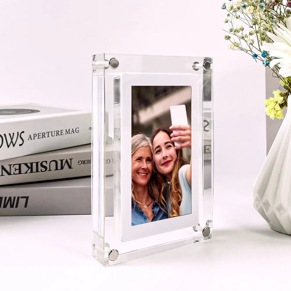 Acrylic Digital Photo Frame 5/7 Inch 1000mAh Vertical Display IPS Screen 2G Memory Battery Porta Retrato Digital - American Smart