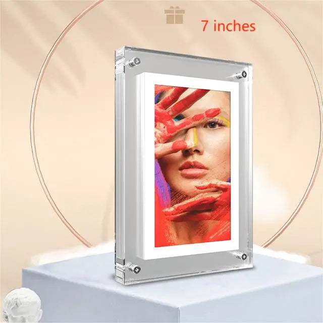 Acrylic Digital Photo Frame 5/7 Inch 1000mAh Vertical Display IPS Screen 2G Memory Battery Porta Retrato Digital - American Smart