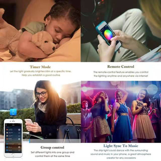 Waterproof WIFI Smart LED RGB Light Strip by eprolo, flexible 5050 Bluetooth-enabled color-changing LED strip light