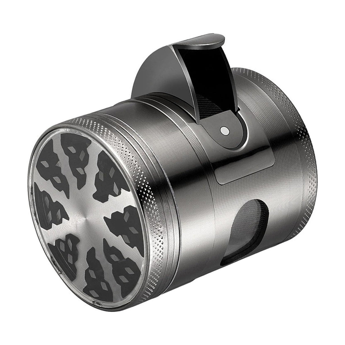 Eprolo four-layer herb grinder with 60mm zinc alloy body and open window for easy herb grinding and visibility.