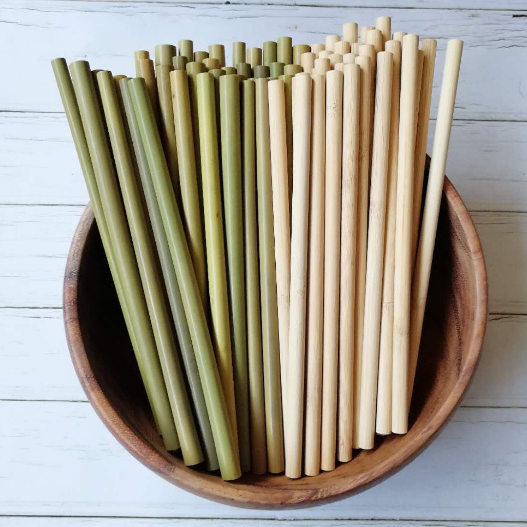 Bamboo Straws Green Bamboo Straws Environmentally Friendly Beverages Milk Tea Coffee Straws Stirring Green Bamboo Yellow Bamboo Straws - American Smart