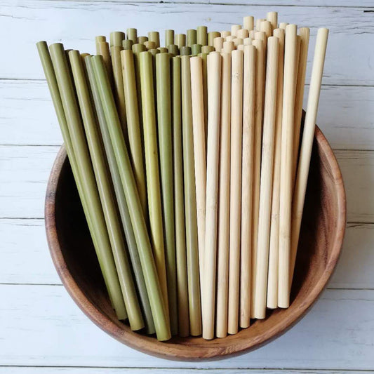Bamboo Straws Green Bamboo Straws Environmentally Friendly Beverages Milk Tea Coffee Straws Stirring Green Bamboo Yellow Bamboo Straws - American Smart