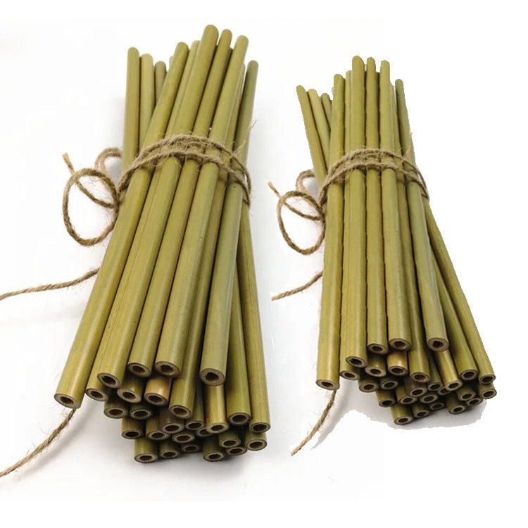 Bamboo Straws Green Bamboo Straws Environmentally Friendly Beverages Milk Tea Coffee Straws Stirring Green Bamboo Yellow Bamboo Straws - American Smart
