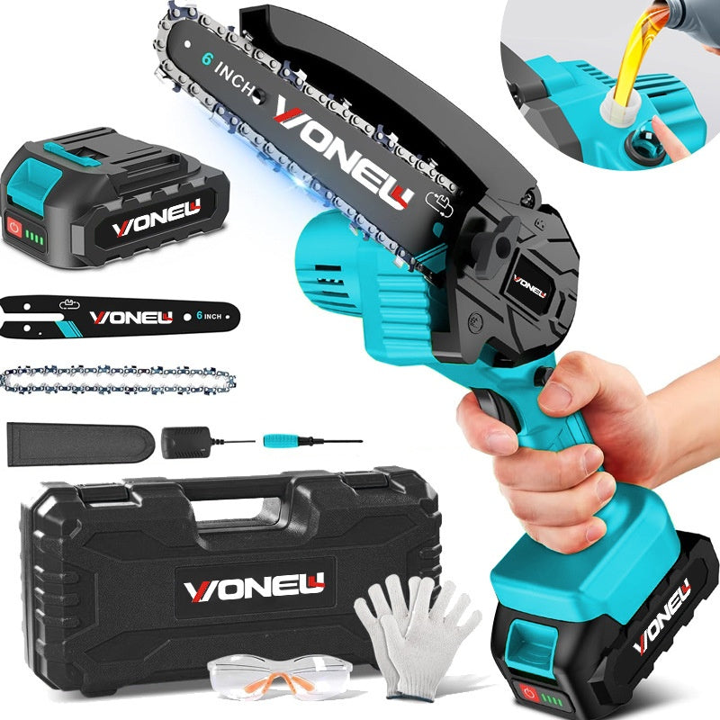 eprolo cordless mini electric saw with 6-inch blade, designed for home wood cutting and outdoor chainsaw tasks