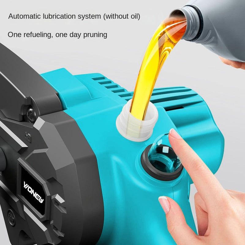 Eprolo cordless mini electric saw with 6-inch blade, designed for home wood cutting and outdoor chainsaw tasks.