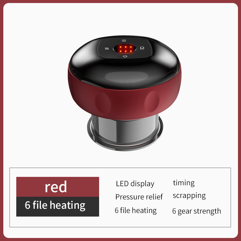 Electric cupping and scraping device by eprolo with breathing heating and meridian massage features for pain relief.