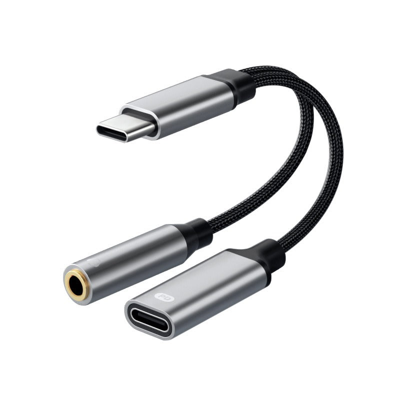 eprolo Type-C headphone adapter 2-in-1 wired audio and charging converter with round hole design for versatile connectivity.
