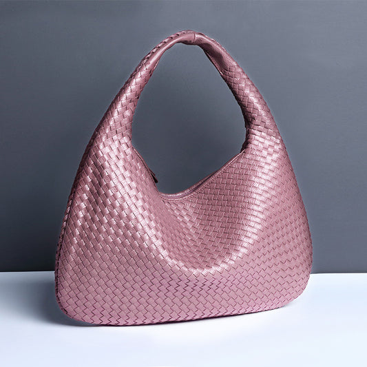 Eprolo crescent-shaped women's hand-woven dumpling bag with a single shoulder strap, stylish and compact for everyday use.