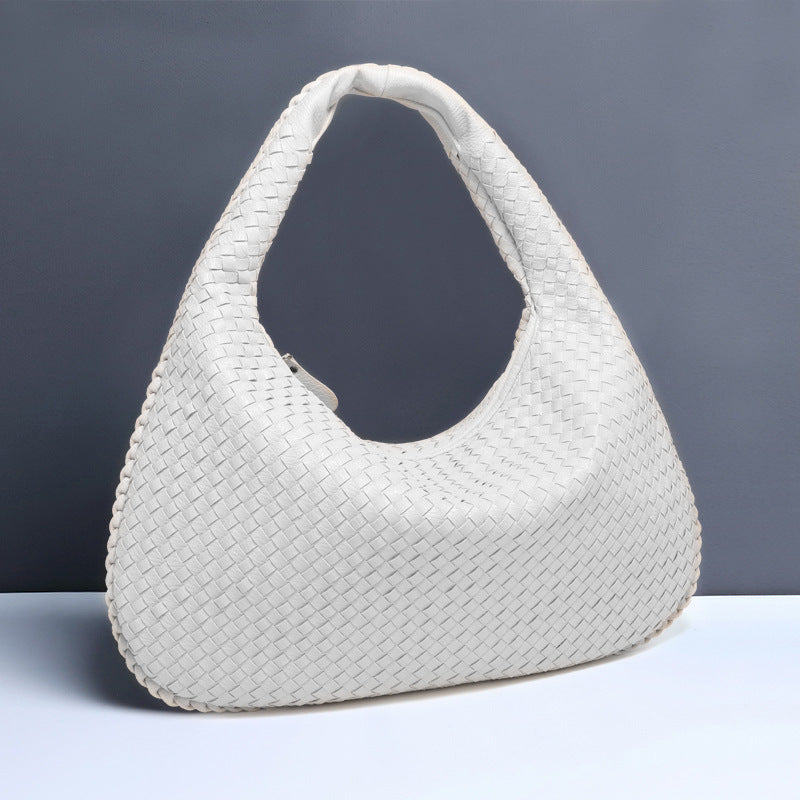 Eprolo crescent-shaped women's handwoven dumpling bag with a single shoulder strap, stylish and compact for everyday use.