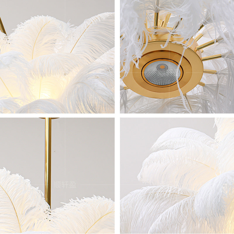 Modern feather pendant lamp by eprolo, living room or bedroom ceiling light with a simple, elegant design.