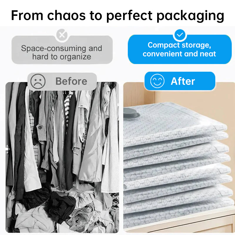Six rechargeable wireless travel vacuum bags by eprolo for portable clothes and blanket storage with pump.
