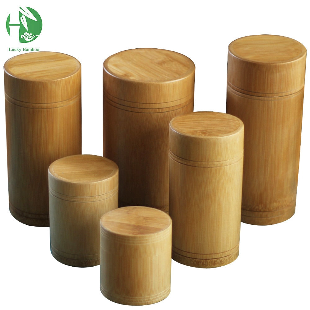 Bamboo Storage Bottles Jars Wooden Small Box Containers Handmade For Spices Tea Coffee Sugar Receive With Lid Vintage - American Smart
