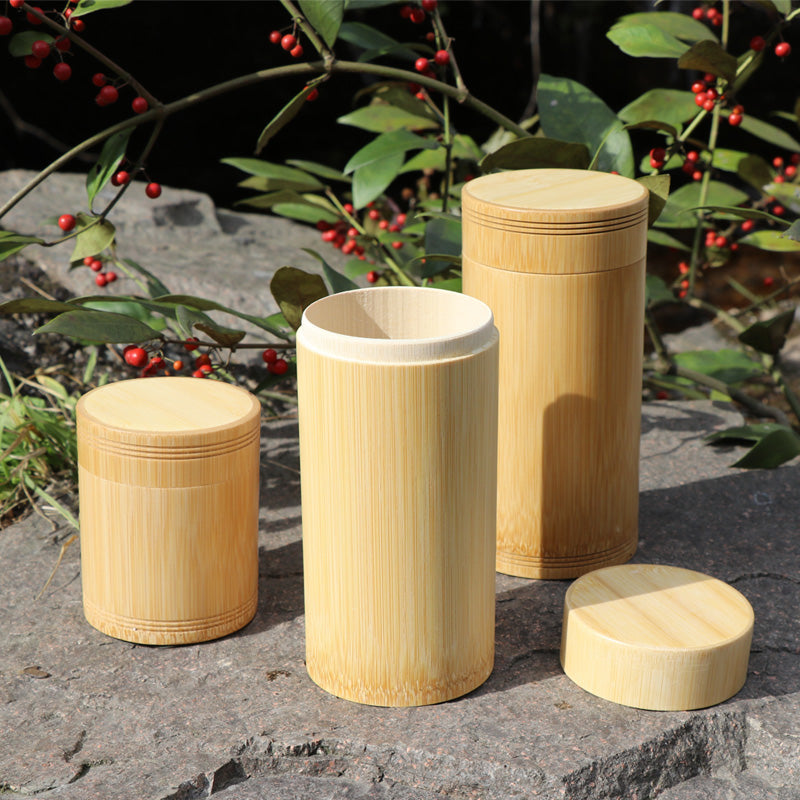 Bamboo Storage Bottles Jars Wooden Small Box Containers Handmade For Spices Tea Coffee Sugar Receive With Lid Vintage - American Smart