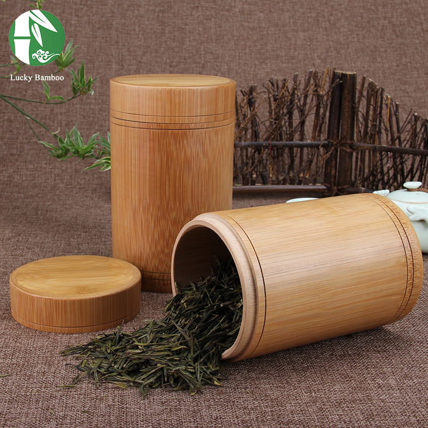 Bamboo Storage Bottles Jars Wooden Small Box Containers Handmade For Spices Tea Coffee Sugar Receive With Lid Vintage - American Smart