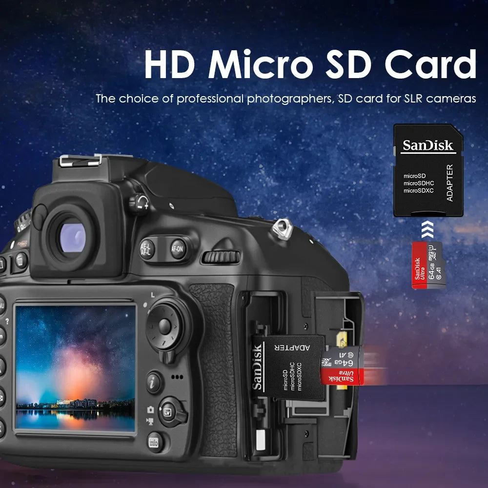 eprolo Micro SD Card 64GB to 1TB for smartphones, DJI drones, and traffic video monitoring, showing memory cards in various sizes