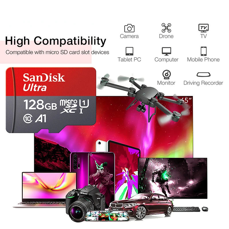 eprolo 64GB micro SD card for video monitoring, traffic, smartphones, DJI drones, with options up to 1TB storage capacity