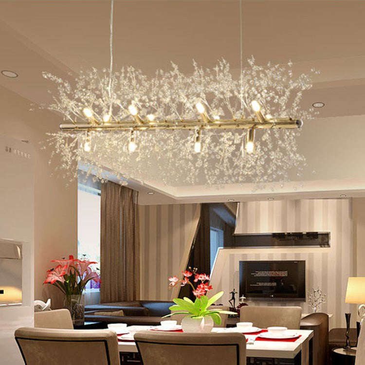 Eprolo Nordic Creative Dandelion chandelier with multiple hanging bulbs, ideal for bedroom, bar, or living room lighting.