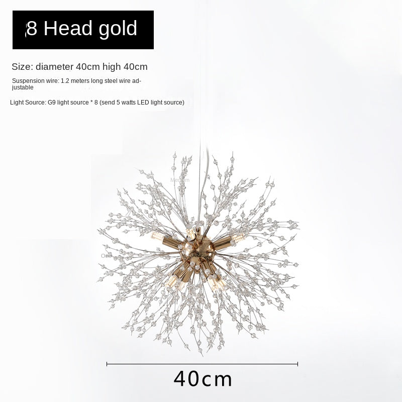Nordic creative dandelion chandelier by eprolo, luxury living room and bedroom lighting fixture with intricate design and warm illumination.