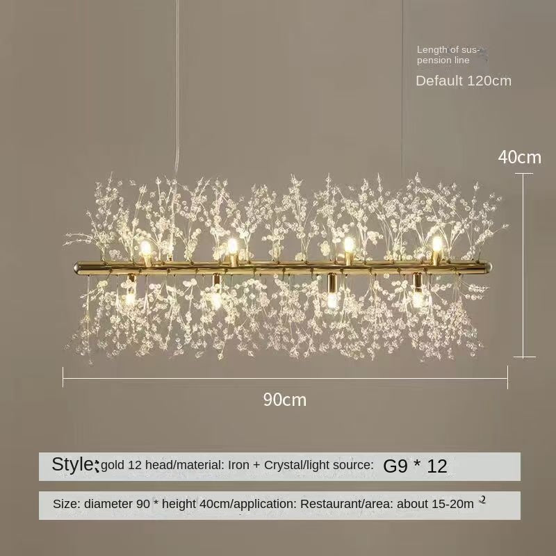 Eprolo Nordic Creative Dandelion chandelier hanging in a bedroom, featuring a luxurious design with multiple light bulbs and modern style.