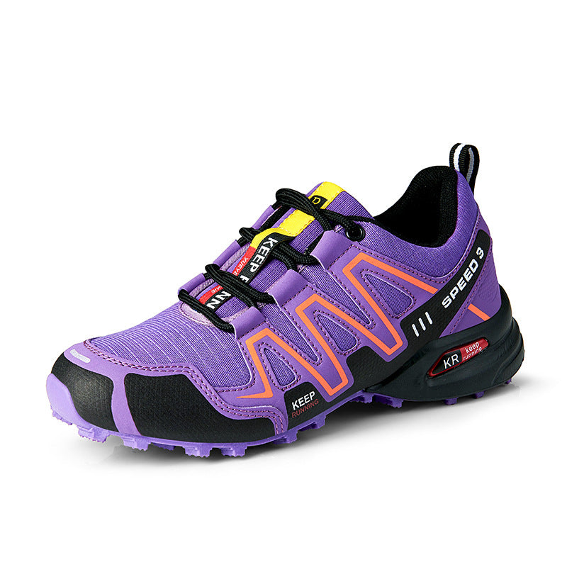 Eprolo outdoor men's hiking shoes with breathable mesh, trail running shoes, and large size women's walking shoes on rugged terrain
