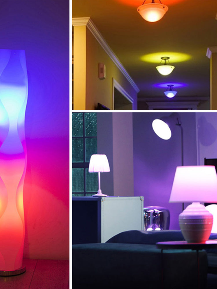 Eprolo WiFi smart bulb with Alexa voice control, RGB color changing, dimmable A19 LED bulb for smart home lighting.