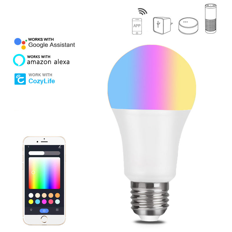 Eprolo WiFi smart bulb with RGB color, dimming, Alexa voice control, A19 size, graffiti design, compatible with Smart Life app